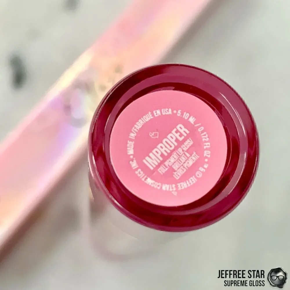 JEFFREE STAR IMPROPER SUPREME GLOSS FULL PIGMENT LIP COLOR DARK MAUVE NEW IN BOX